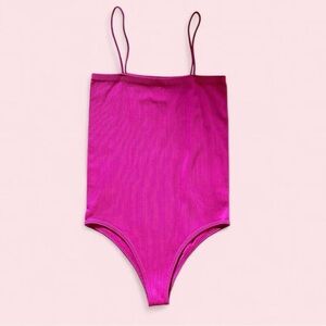 Fuchsia Ribbed One-Piece Bodysuit